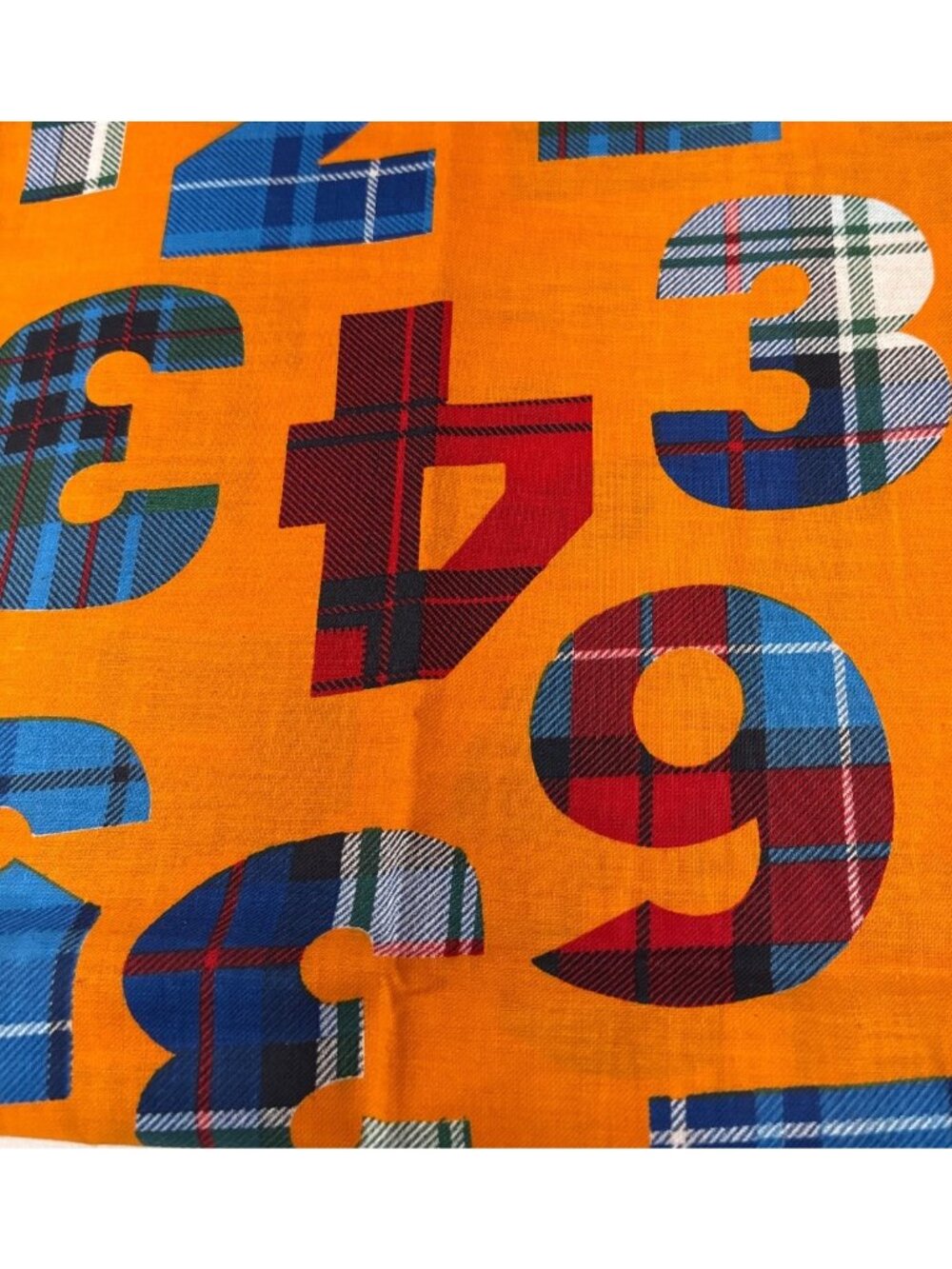 Plaid Numbers Cotton Fabric 1/2 yard x 42" Orange Concord Fabrics